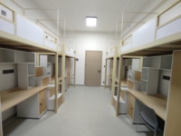 Lit superposé moderne personnalisé en métal et bois avec bureau intégré, étagère et armoire de rangement pour chambre, école, dortoir
