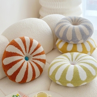 Adorable Coussin Rond en Peluche Motif Jacquard Polyester Style Européen et Américain pour Décoration de Salon et de Chambre