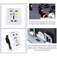 Prise murale universelle NANDAO 16A 250V PRCD avec 2 ports USB, protection contre les fuites, certifiée CE, norme UK/US/EU pour hôpital et domicile