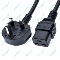 Câble d'extension UK BS1363 vers IEC 60320 C19 femelle avec adaptateur C20 AC Type-G, longueur 1,8 m, certifié KEMA-KEUR