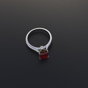 Sterling <b>Silver</b> Faux Ruby <b>Ring</b> With Diamonds - Product Image 2