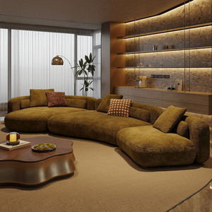 Nouveau modèle de canapé sectionnel Bezier - Style italien moderne, salon, tissu, rembourrage en éponge, forme irrégulière, pieds en bois - Product Image 1
