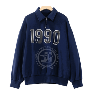 Sudadera con capucha de media cremallera transpirable de peso pesado para mujer, con logo personalizado, estilo pullover, ropa deportiva oversize con cuello alto, ideal para verano, con letras. - Product Image 2
