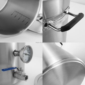 Aço inoxidável Beer <span class=keywords><strong>Brew</strong></span> Chaleira com Termômetro Tampa e Válvula de Esfera Brewer Pot Sopa Barrel Mash Tun para Casa - Product Image 3
