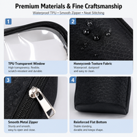 Trousse de Maquillage Verticale avec Fenêtre Transparente, Imperméable, Multi-Compartiments, Porte-Pinceaux, Organisateur Cosmétique Portable, Pochette de Voyage
