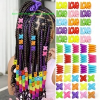 Vente flash : 60 pièces/ensemble de perles pour cheveux, accessoires de décoration pour tresses synthétiques, bijoux pour tresses d'enfants, anneaux pour cheveux