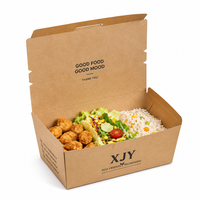 Boîte alimentaire à emporter en carton kraft brun XJY avec logo personnalisé, conteneur alimentaire en carton écologique pour la restauration et l'emballage des restaurants