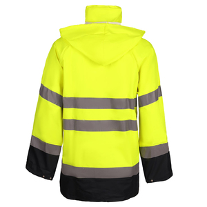 Vente en gros Imperméable <span class=keywords><strong>de</strong></span> sécurité réfléchissant haute visibilité pour adultes Veste <span class=keywords><strong>de</strong></span> <span class=keywords><strong>pluie</strong></span> imperméable en PU Vêtements <span class=keywords><strong>de</strong></span> <span class=keywords><strong>travail</strong></span> coupe-vent pour hommes - Product Image 2