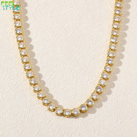 Collier chaîne tennis 4 mm à sertissage clos, pavé de zircone cubique étincelante, bijoux de luxe élégants pour femmes, fournisseur en gros