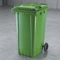 Poubelle à roulettes en plastique de 240 L, bac à déchets ouvert, poubelle carrée avec couvercle pour usage extérieur