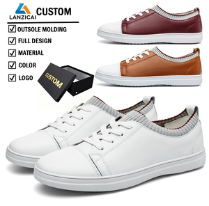 <span class=keywords><strong>Baskets</strong></span> en cuir tendance pour hommes, légères et décontractées, à lacets, style skate, avec col en maille, couleurs personnalisables, type mocassins - Product Image 1