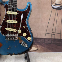 Gitar Elektrik Biru Vintage S-s-s Pickup Finishing Matte Headstock Baja Tahan Karat Senar Silk-wound ST-55