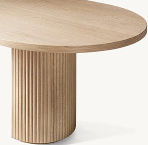 Mesa de Comedor Rectangular de Madera de Roble Estilo Byron de Source Factory, Base con Diseño Geométrico para Proyectos de Hoteles y Villas - Product Image 4