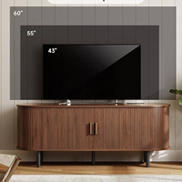 Meuble TV Moderne en Bois Massif Cannelé avec Rangement Dissimulé, Console Multimédia Écologique pour Salon, Chambre, Appartement, Salle à Manger