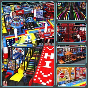 Parco giochi al coperto con labirinto di avventura al Neon LED personalizzato con più scivoli folli, pozzi di palla e aree di arrampicata - Product Image 2