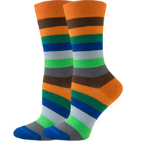 Chaussettes unisexes fantaisie à faible MOQ, personnalisables avec logo, design tendance, jacquard coloré, rayures amusantes