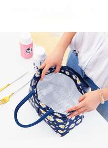 Sac isotherme à déjeuner écologique et durable Pastel Daisy avec fermeture éclair, bandoulière portable pour 2 personnes, pique-nique en plein air - Product Image 3