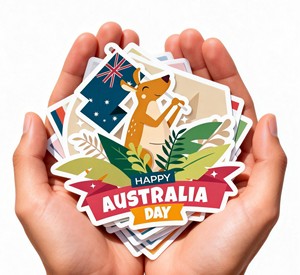 Pegatinas Personalizadas de Canguro y Koala con Corte de Contorno para el Día de Celebración de Australia, Impresas en Vinilo Adhesivo Impermeable - Product Image 3