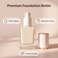 Flacon cosmétique carré en verre de 30 ml avec bouchon en aluminium/plastique et pompe pulvérisatrice pour fond de teint liquide, crème pour le visage, soin de la peau - Logo personnalisé
