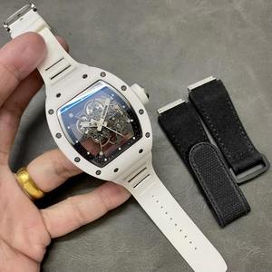 Trendy high-end <b>mechanical</b> <b>watch</b> with white ceramic, hollow bucket design, multi-band configuration, and <b>mechanical</b> movement. - Product Image 1