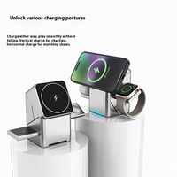 Cargador Inalámbrico Magnético Portátil 3 en 1, Estación de Carga Rápida de 15W para Teléfonos Móviles, Auriculares y Relojes Inteligentes