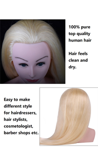 Cabeza <span class=keywords><strong>de</strong></span> entrenamiento <span class=keywords><strong>de</strong></span> cabello humano 100%, maniquí <span class=keywords><strong>de</strong></span> práctica realista para colorear, con estilo <span class=keywords><strong>de</strong></span> <span class=keywords><strong>pelo</strong></span> <span class=keywords><strong>de</strong></span> hombro - Product Image 3