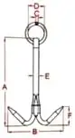 Thép không gỉ 316 Móc Neo 8 "(200mm) biển vật lộn vật lộn móc