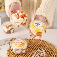 Boîte de 210 ml pour pouding aux fruits, yaourt, crème glacée, emballage transparent, boîte à gâteau ronde transparente avec couvercle