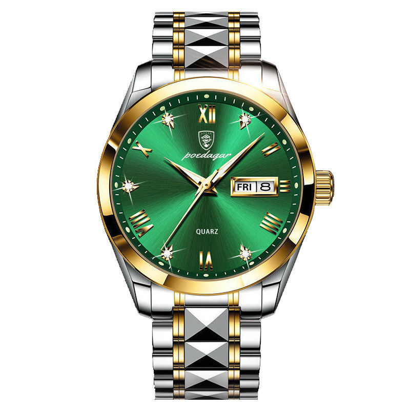 1 cinturino in oro argento con quadrante verde