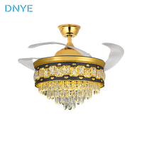Ventilateur de plafond en cristal, ventilateur de plafond moderne à intensité variable, ventilateur de plafond LED en cristal K9 avec moteur en cuivre invisible et télécommande
