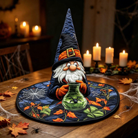 Grenzüberschreitender Neuer Stil Feiertags-Digitaldruck und Quilt-Kunst Halloween-Kunsthandwerk Bestickter Hexenhut aus Polyester für Erwachsene