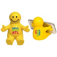 Support de téléphone anti-stress souple en PU avec logo personnalisé, motif souriant, vente en gros, publicité d'entreprise, tendance 2026