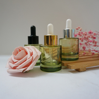 Vente en gros OEM 30ml Flacon en verre Logo personnalisé Gradient Green Essential Oil Dropper pour sérum et soins de la peau quantité minimale de commande 100pcs