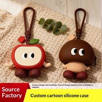 Porte-monnaie en silicone personnalisé, étanche, motif dessin animé champignon pomme, pochette mignonne en forme de dessin animé, sac de rangement portable pour écouteurs et clés