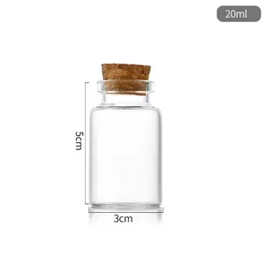 30mm Mini Clear Glass Wishing Small Drift Bottle Vials With Cork Glass Tube Corked