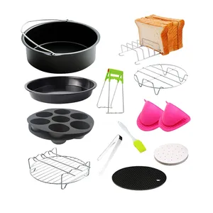 Air Fryer Accessories Set High Quality Baking Basket Pizza Plate Grill Pot Kitchen Cooking Tool 7/8/9 Inch Air Deep Fryer Parts
