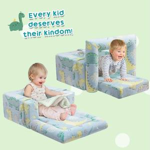 โซฟาเด็กแบบถอดประกอบได้ 2-in-1 ยี่ห้อ Manufacturer พร้อมพนักพิงแบบพลิกได้ เก้าอี้อ่านหนังสือสำหรับเด็กเล็ก หุ้มด้วยผ้ากำมะหยี่เรืองแสงในที่มืด - Product Image 2