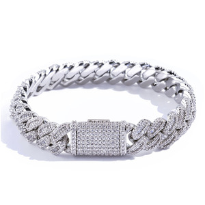 Premium B2B Wholesale VVS Moissanite Miami Cuban <b>Bracelets</b> S925 Silver Iced Out Pass Tester Hip Hop Jewelry ODM Factory - Product Image 1