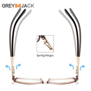 Lunettes anti-radiation œil de chat gris pour femmes, monture étroite, verres en acétate, style rétro, branches à ressort métalliques - Product Image 3