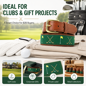 Cinturones de Golf para Hombre Tejidos con Cinta de Lona y Cuero Genuino de Diseño a la Moda ODM OEM - Product Image 5