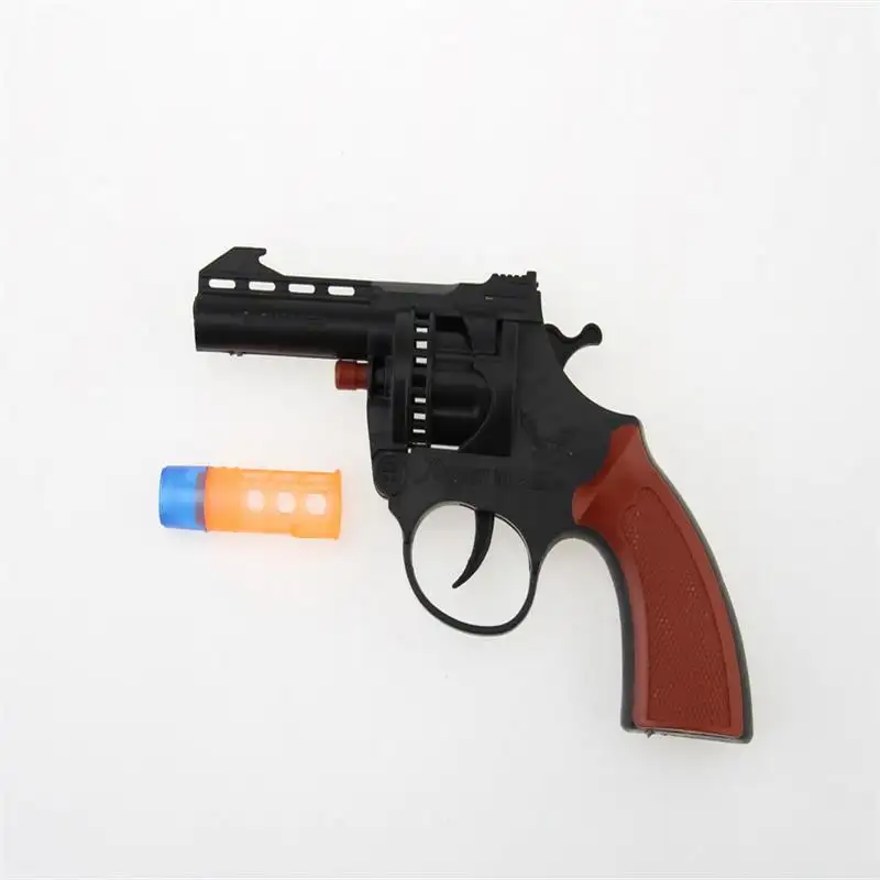 Недорогой детский пистолет с пластиковой крышкой, 8 выстрелов, для игр на открытом воздухе