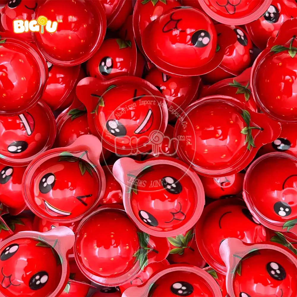 Fabricantes de caramelos personalizados al por mayor forma de fruta dulce con mermelada bola Ojo de caramelo de goma 3D