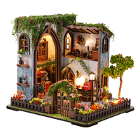 Nouvelle maison de poupée miniature en bois à construire soi-même, pavillon de jardin architectural, modèle de puzzle 3D avec boîte à musique, jouets pour enfants