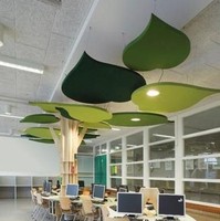 Panneaux acoustiques suspendus en fibre de verre Qinsound en forme de feuilles, couleur personnalisée, pour plafond, insonorisation et décoration de bureau