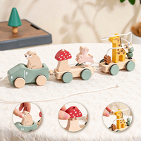 Jouet train à tirer en bois, remorque animaux de la forêt, labyrinthe de perles, trieur de formes Montessori, jouet d'éveil pour tout-petits