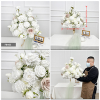 Nouveauté, centre de table de mariage de luxe de haute qualité, fleurs artificielles 5D, grandes boules de fleurs en soie blanches de 60 cm, décorations de table