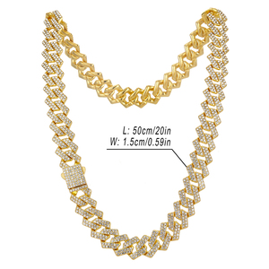 Cadena de eslabones cubanos para hombre, collar cubano de Miami, cadena de oro y plata de 18 quilates, <span class=keywords><strong>cadenas</strong></span> de corte de diamante para hombres y mujeres, joyería de Hip Hop helada de 15mm - Product Image 6