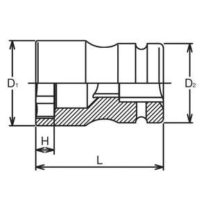 KOKEN - PW6-38X20 3/4'' <b>Impact</b> rear wheel nut <b>socket</b> - EAN 4991644060078 <b>IMPACT</b> <b>SOCKETS</b> AND ACCESSORIES - Product Image 2