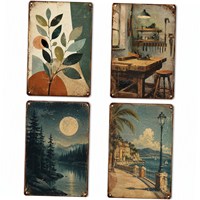 Panneaux en étain ronds irréguliers personnalisés imprimés UV en gros, décorations en tôle pour la maison, le bar, le café, service de logo personnalisé en gros