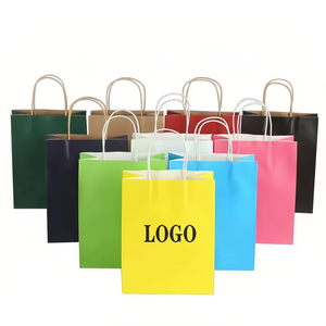 Low Cost Factory Multipurpose 15*8*21cm Candy Colored Paper Bags Kraft Birthday Party Gift Bags With Twist Paper Handles